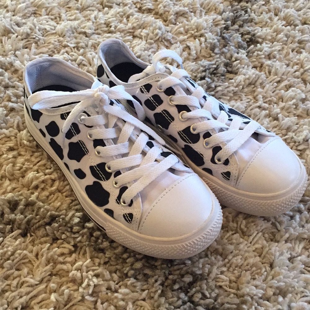 Cow print tennis shoes